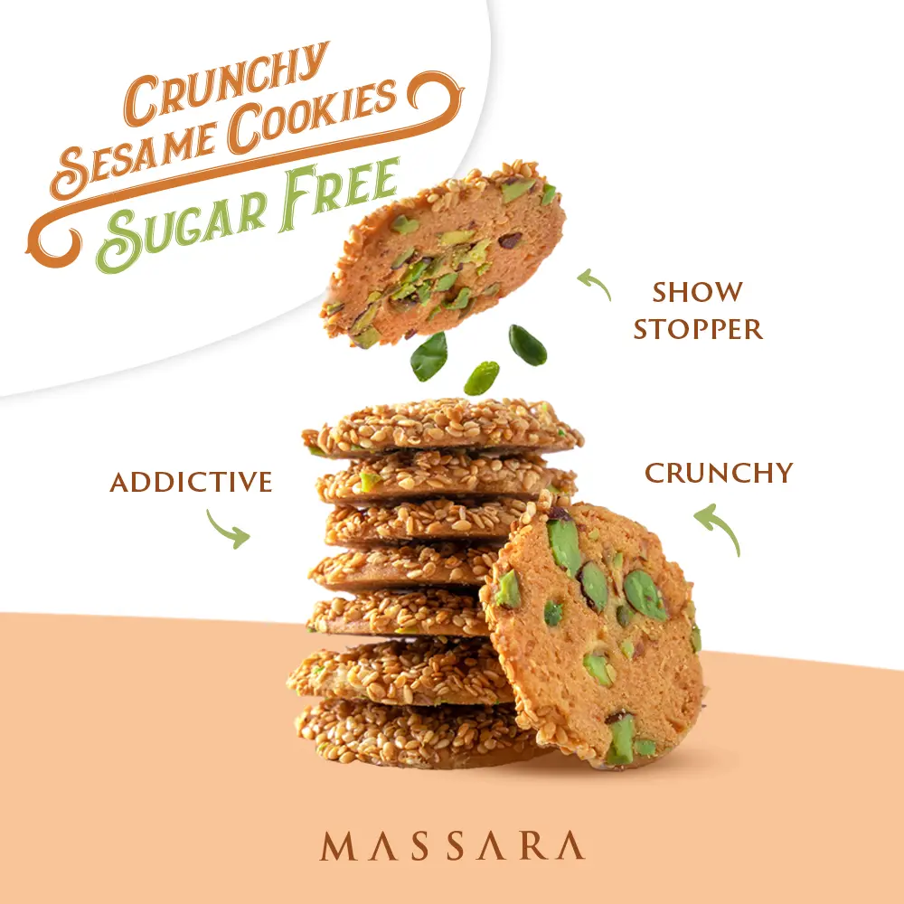 Crunchy Sesame Cookies Sugar Free 200 gr Crunchy Sesame Cookies Sugar Free 200 gr